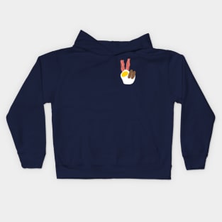 Bacon and egg peace sign Kids Hoodie